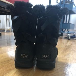 Real Black UGGs with Back Bows